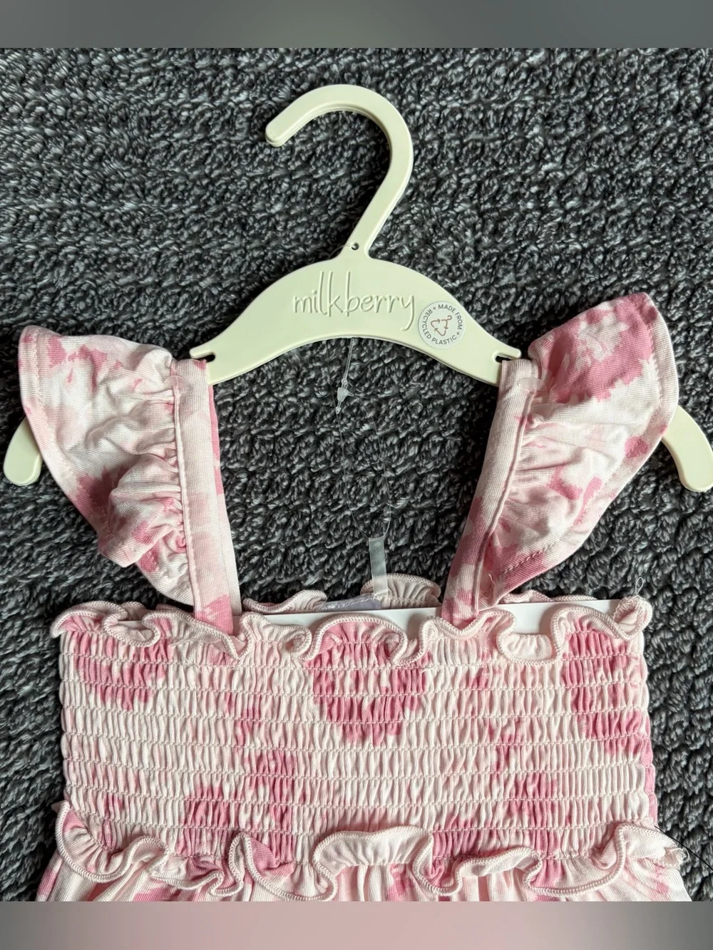 Milkberry Girls 18M Pink Tie Dye Dress - NWT Bamboo Casual Smocked Ruffle Dress